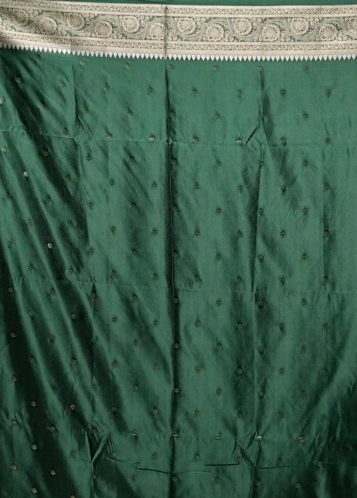 Green Dupion Silk Saree With Blouse Piece