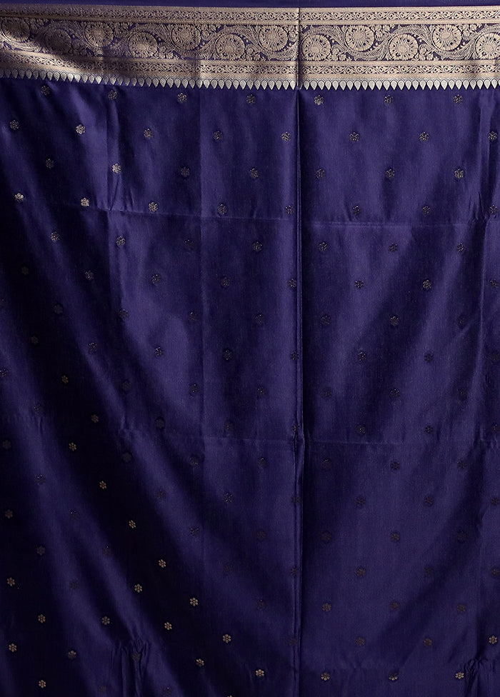 Blue Dupion Silk Saree With Blouse Piece