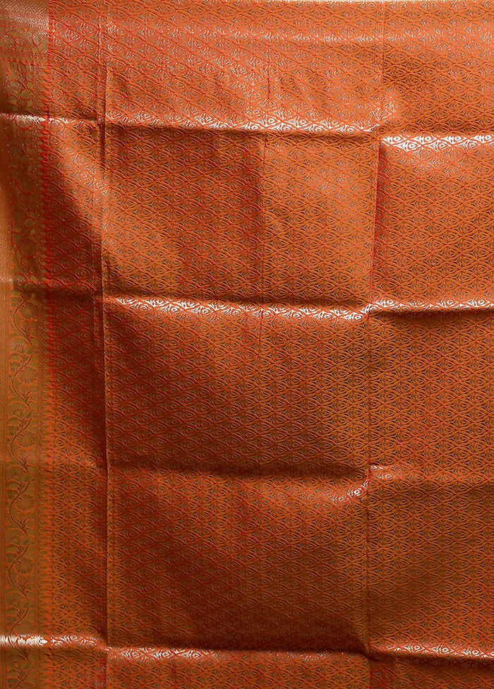 Orange Katan Silk Saree With Blouse Piece