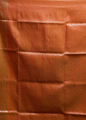 Orange Katan Silk Saree With Blouse Piece
