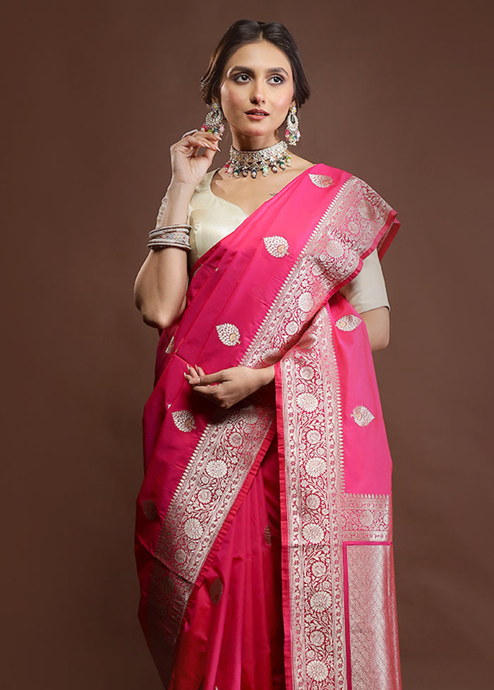 Pink Katan Silk Saree With Blouse Piece