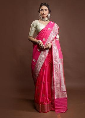 Pink Katan Silk Saree With Blouse Piece