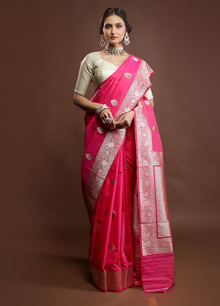 Pink Katan Silk Saree With Blouse Piece