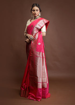 Pink Katan Silk Saree With Blouse Piece