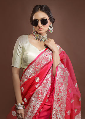 Pink Katan Silk Saree With Blouse Piece