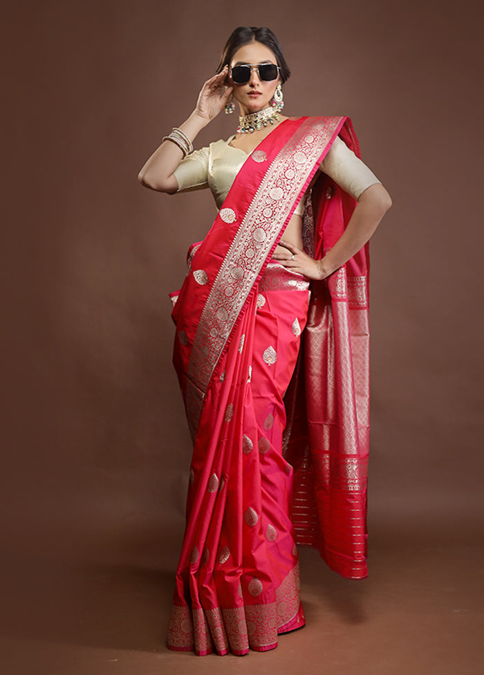 Pink Katan Silk Saree With Blouse Piece
