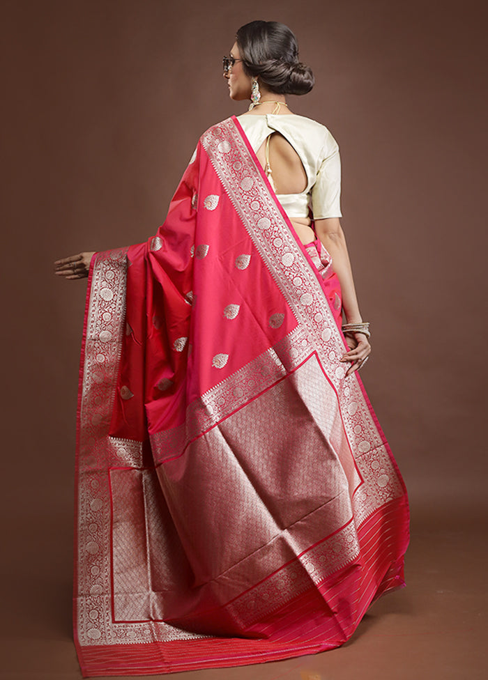 Pink Katan Silk Saree With Blouse Piece