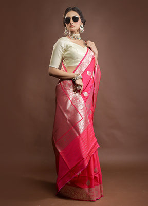 Pink Katan Silk Saree With Blouse Piece