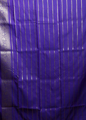 Blue Katan Silk Saree With Blouse Piece