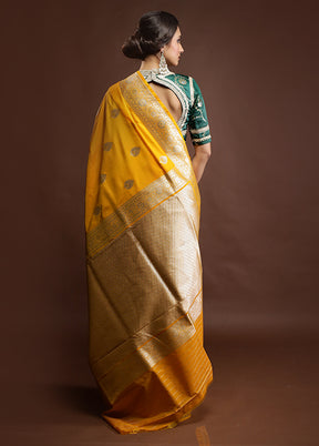 Yellow Katan Silk Saree With Blouse Piece