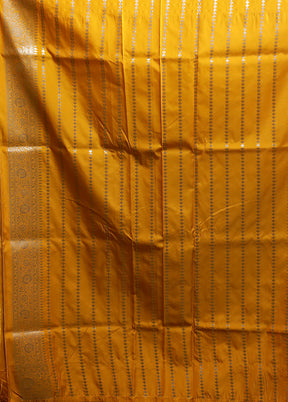 Yellow Katan Silk Saree With Blouse Piece