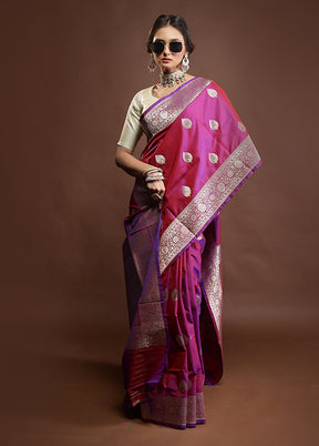 Maroon Katan Silk Saree With Blouse Piece