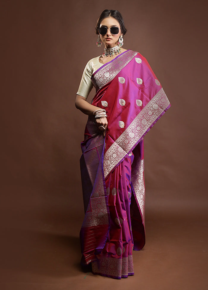 Maroon Katan Silk Saree With Blouse Piece