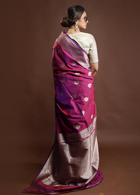 Maroon Katan Silk Saree With Blouse Piece