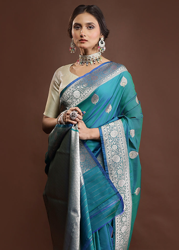 Green Katan Silk Saree With Blouse Piece