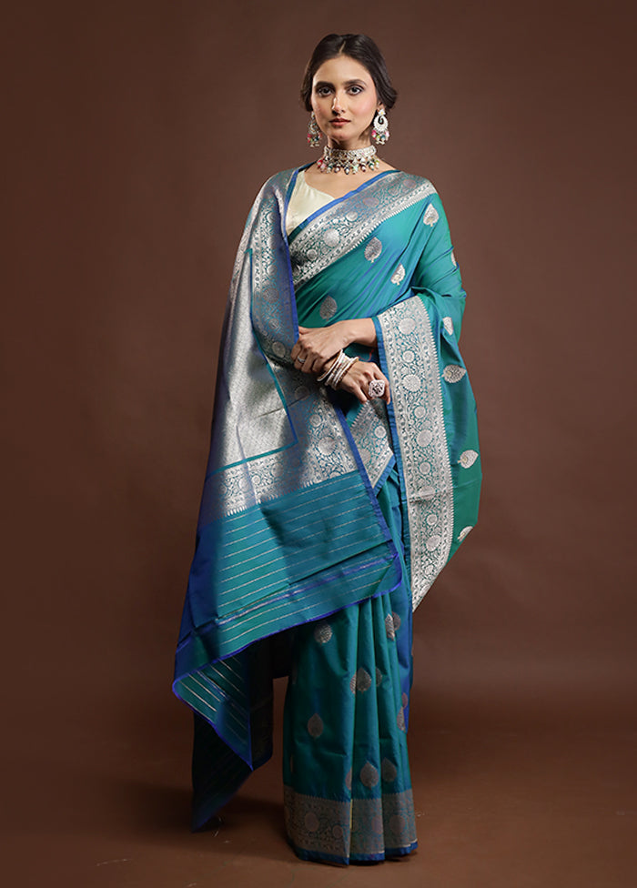 Green Katan Silk Saree With Blouse Piece