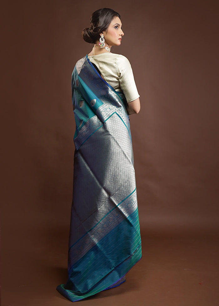 Green Katan Silk Saree With Blouse Piece