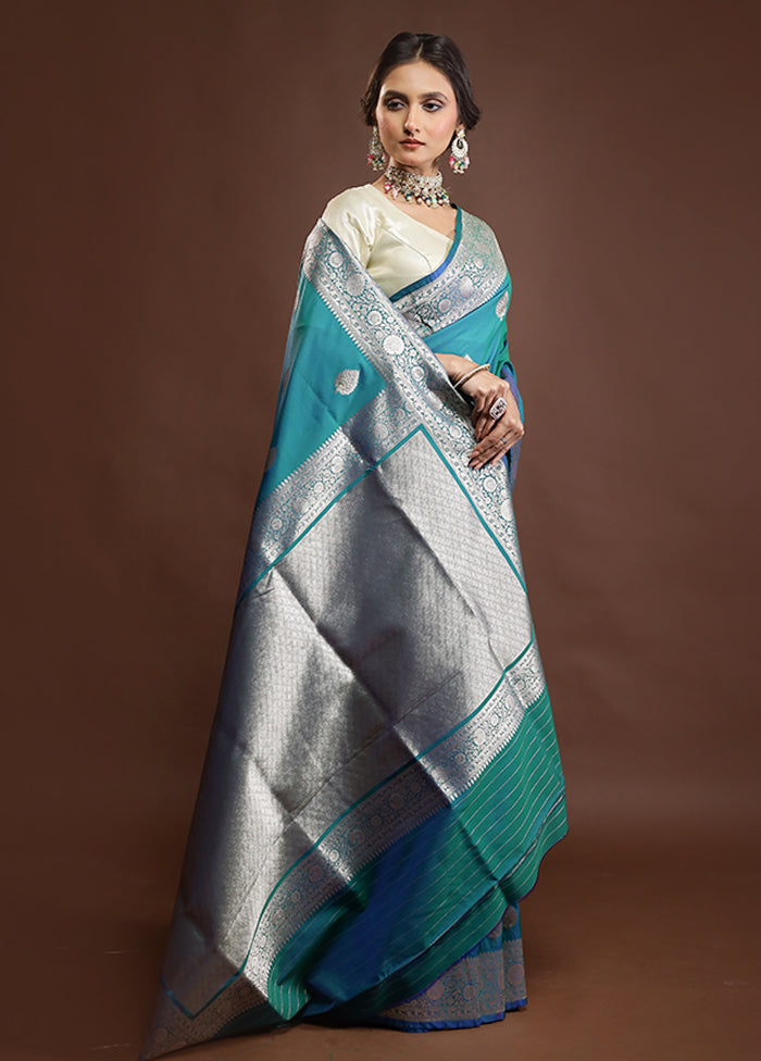 Green Katan Silk Saree With Blouse Piece