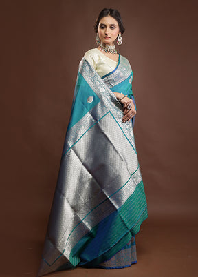 Green Katan Silk Saree With Blouse Piece