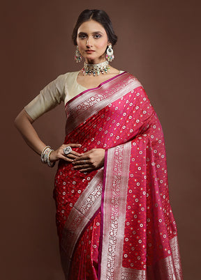 Pink Tanchoi Silk Saree With Blouse Piece