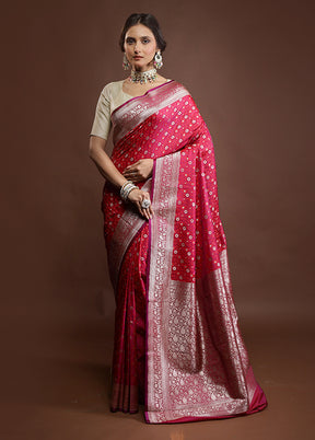 Pink Tanchoi Silk Saree With Blouse Piece