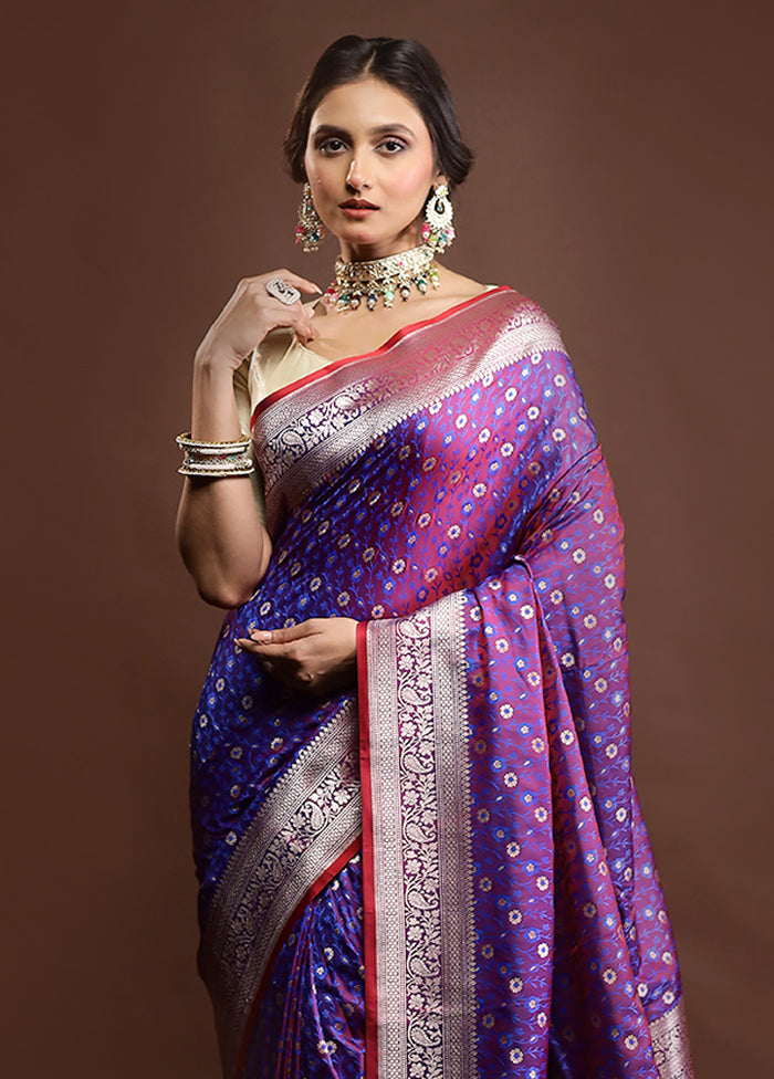 Purple Tanchoi Silk Saree With Blouse Piece