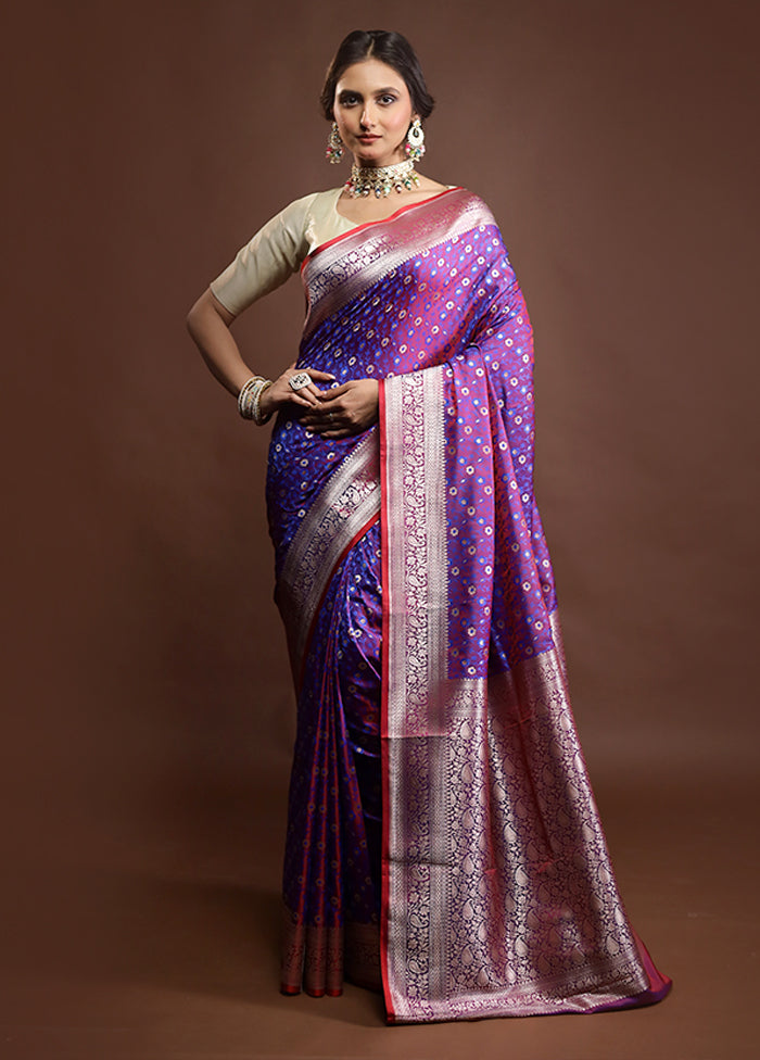 Purple Tanchoi Silk Saree With Blouse Piece