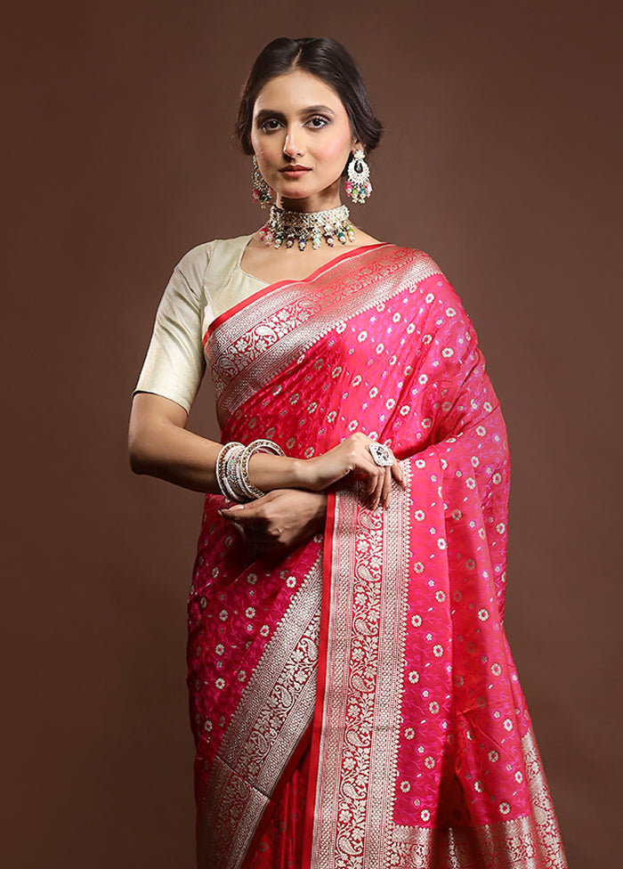 Pink Tanchoi Silk Saree With Blouse Piece