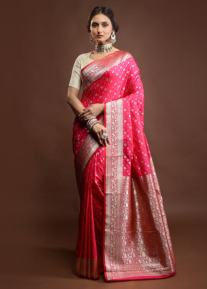 Pink Tanchoi Silk Saree With Blouse Piece