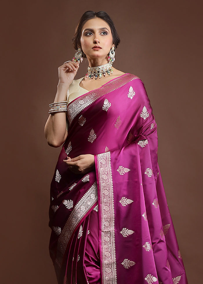 Purple Katan Silk Saree With Blouse Piece
