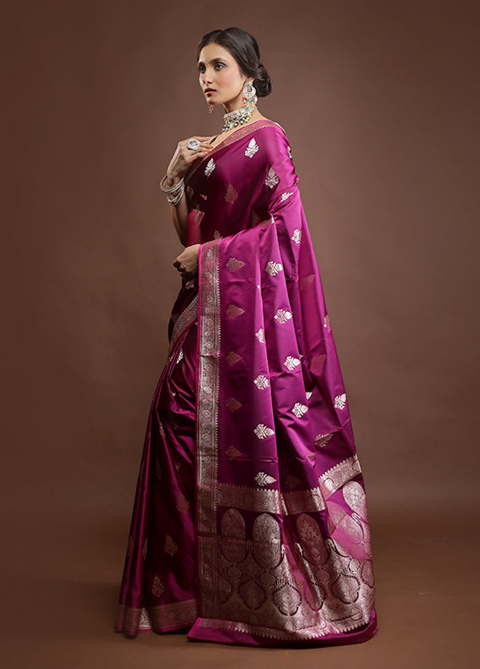 Purple Katan Silk Saree With Blouse Piece