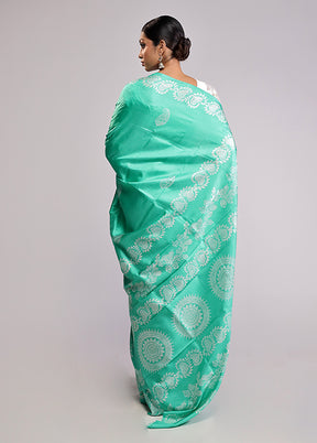 Green Printed Pure Silk Saree Without Blouse Piece