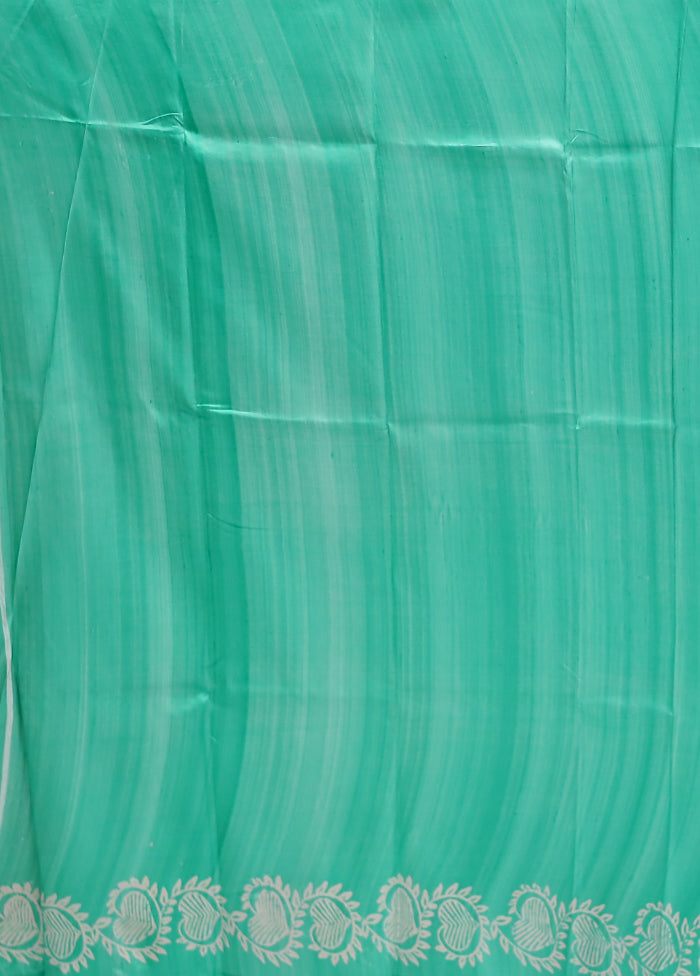 Green Printed Pure Silk Saree Without Blouse Piece