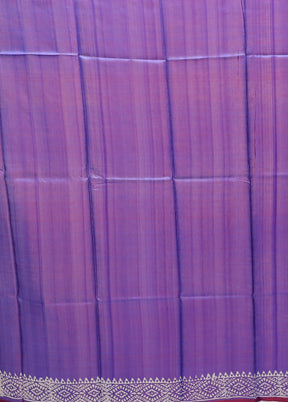 Purple Printed Pure Silk Saree Without Blouse Piece