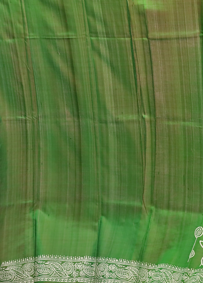 Green Pure Bishnupuri Silk Saree With Blouse Piece