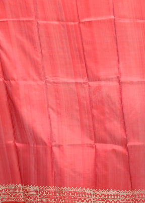 Pink Printed Pure Silk Saree Without Blouse Piece