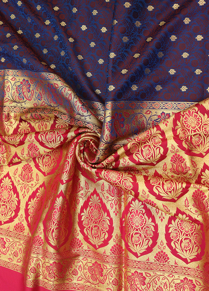 Blue Tanchoi Silk Saree With Blouse Piece
