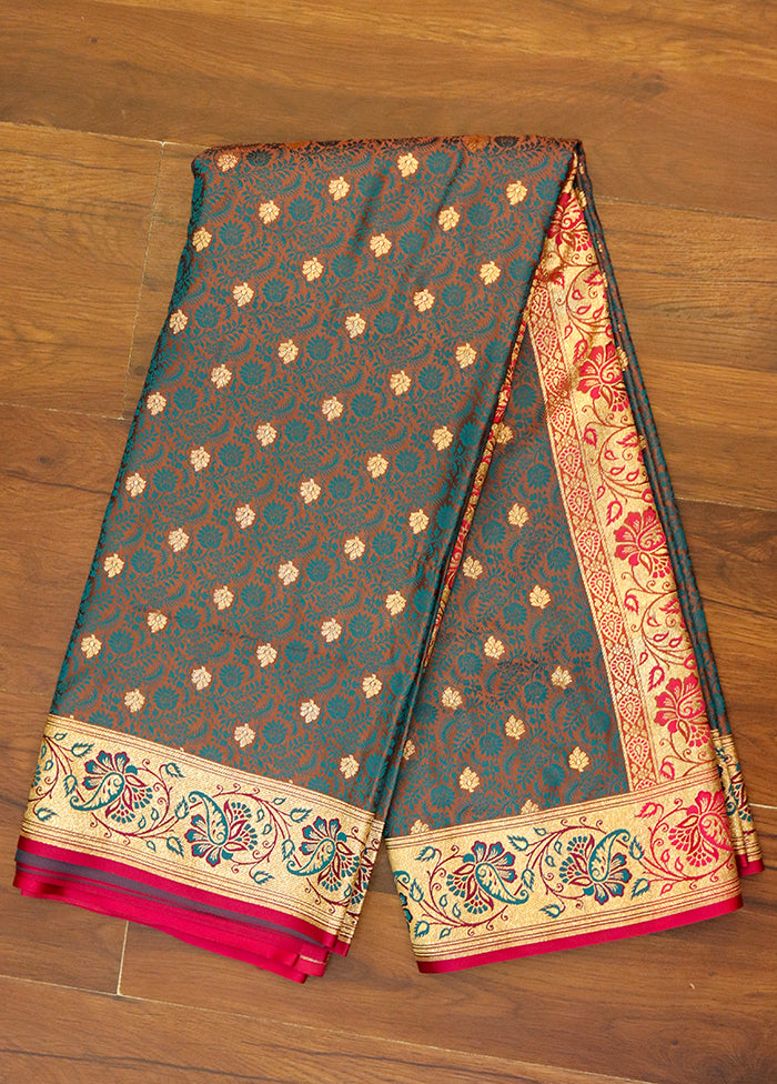 Blue Tanchoi Silk Saree With Blouse Piece