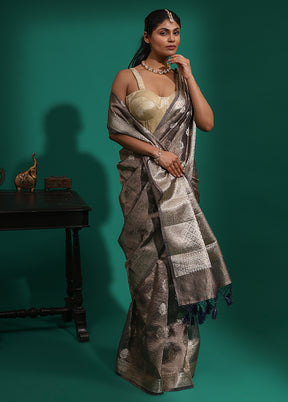 Purple Tissue Silk Saree With Blouse Piece