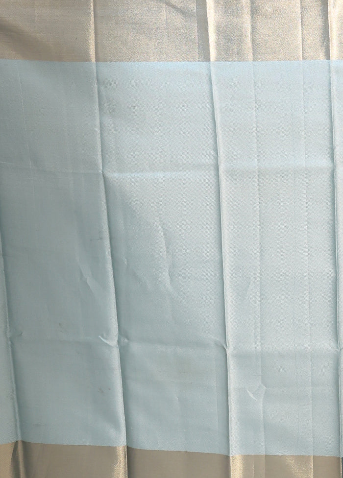 Blue Tissue Silk Saree With Blouse Piece