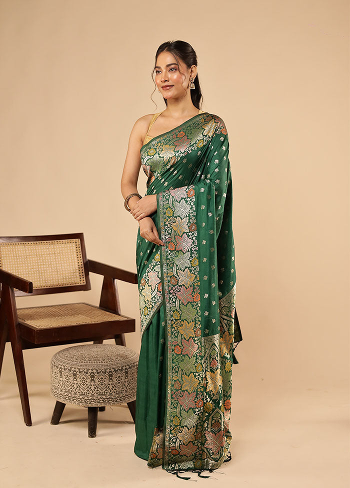 Green Dupion Silk Saree With Blouse Piece