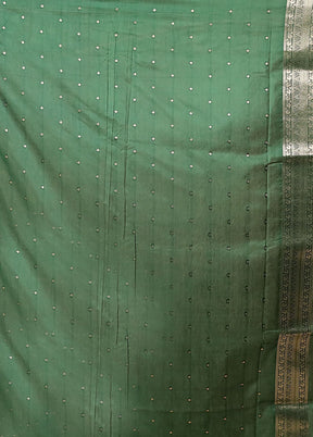 Green Dupion Silk Saree With Blouse Piece