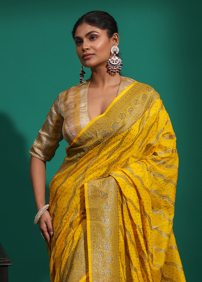 Yellow Georgette Saree With Blouse Piece