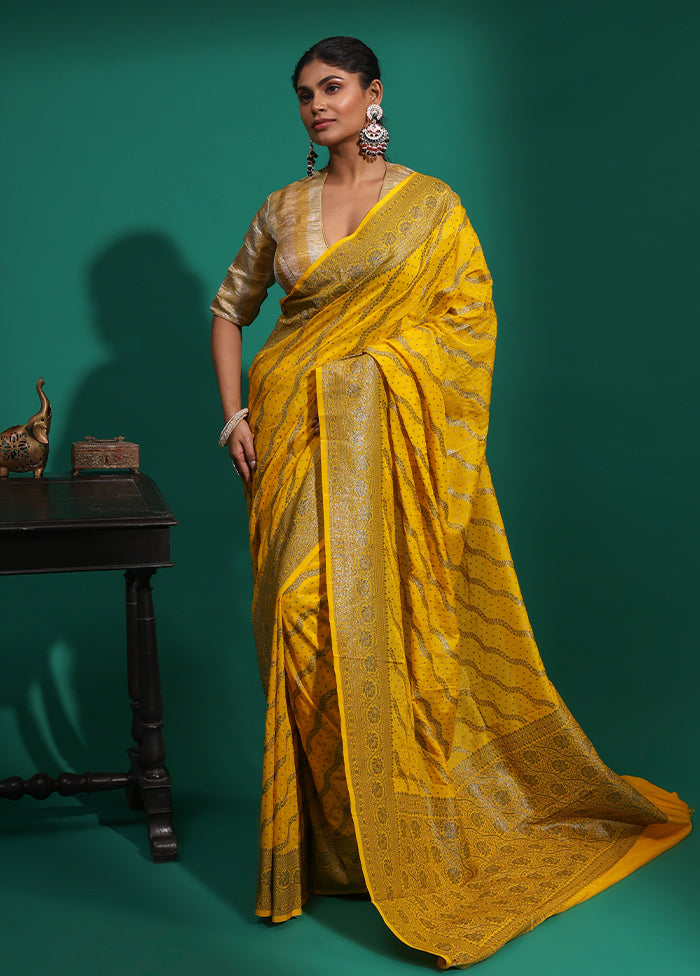 Yellow Georgette Saree With Blouse Piece