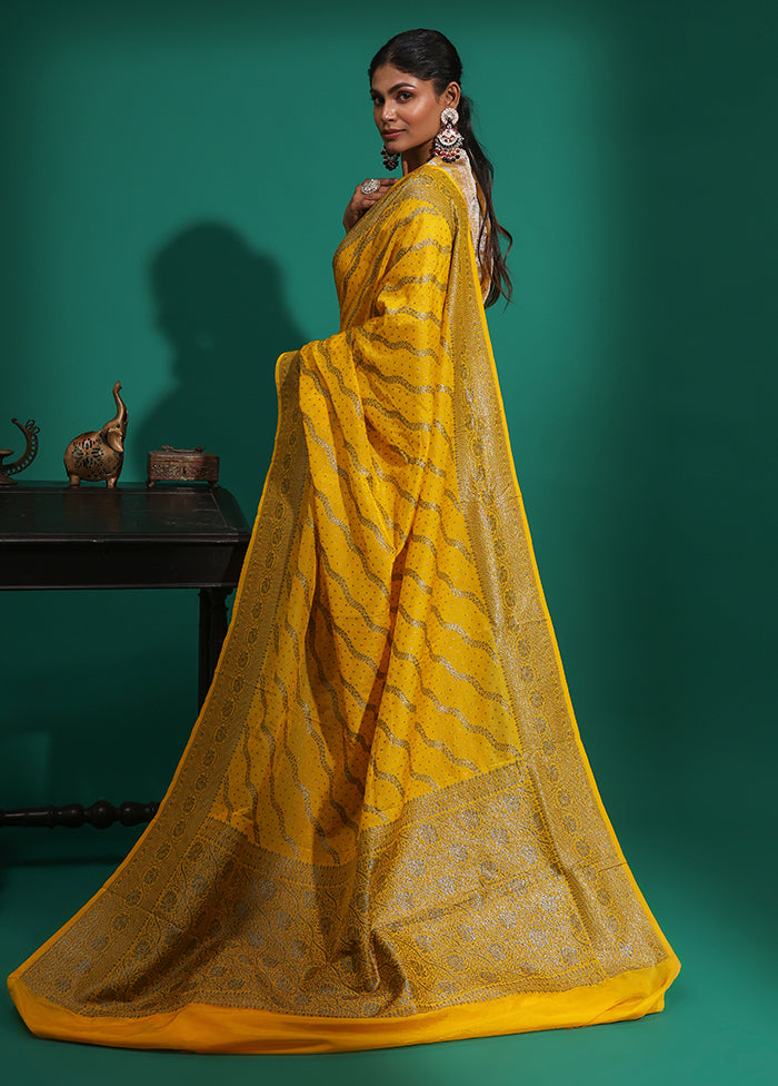Yellow Georgette Saree With Blouse Piece