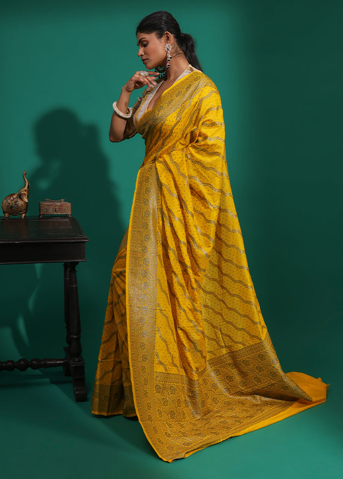 Yellow Georgette Saree With Blouse Piece