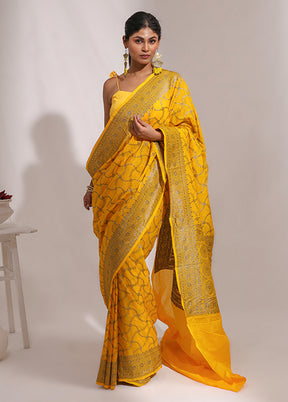 Yellow Georgette Saree With Blouse Piece