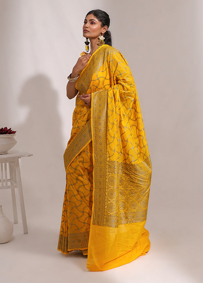 Yellow Georgette Saree With Blouse Piece
