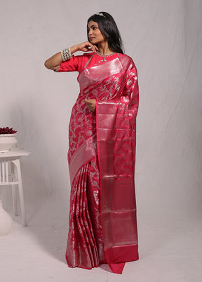 Pink Dupion Silk Saree With Blouse Piece
