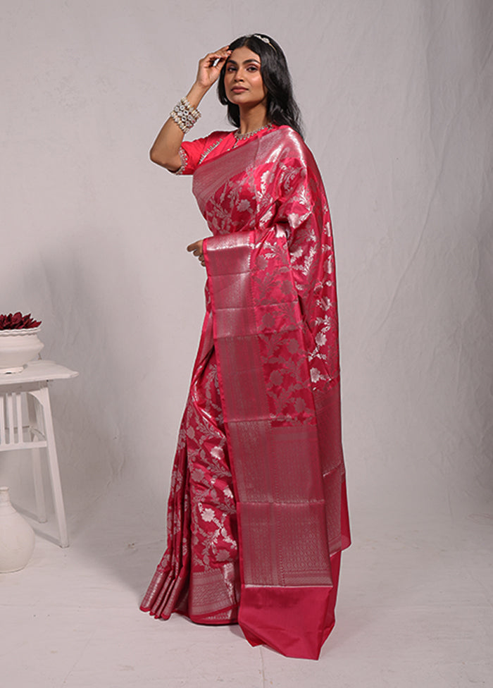 Pink Dupion Silk Saree With Blouse Piece